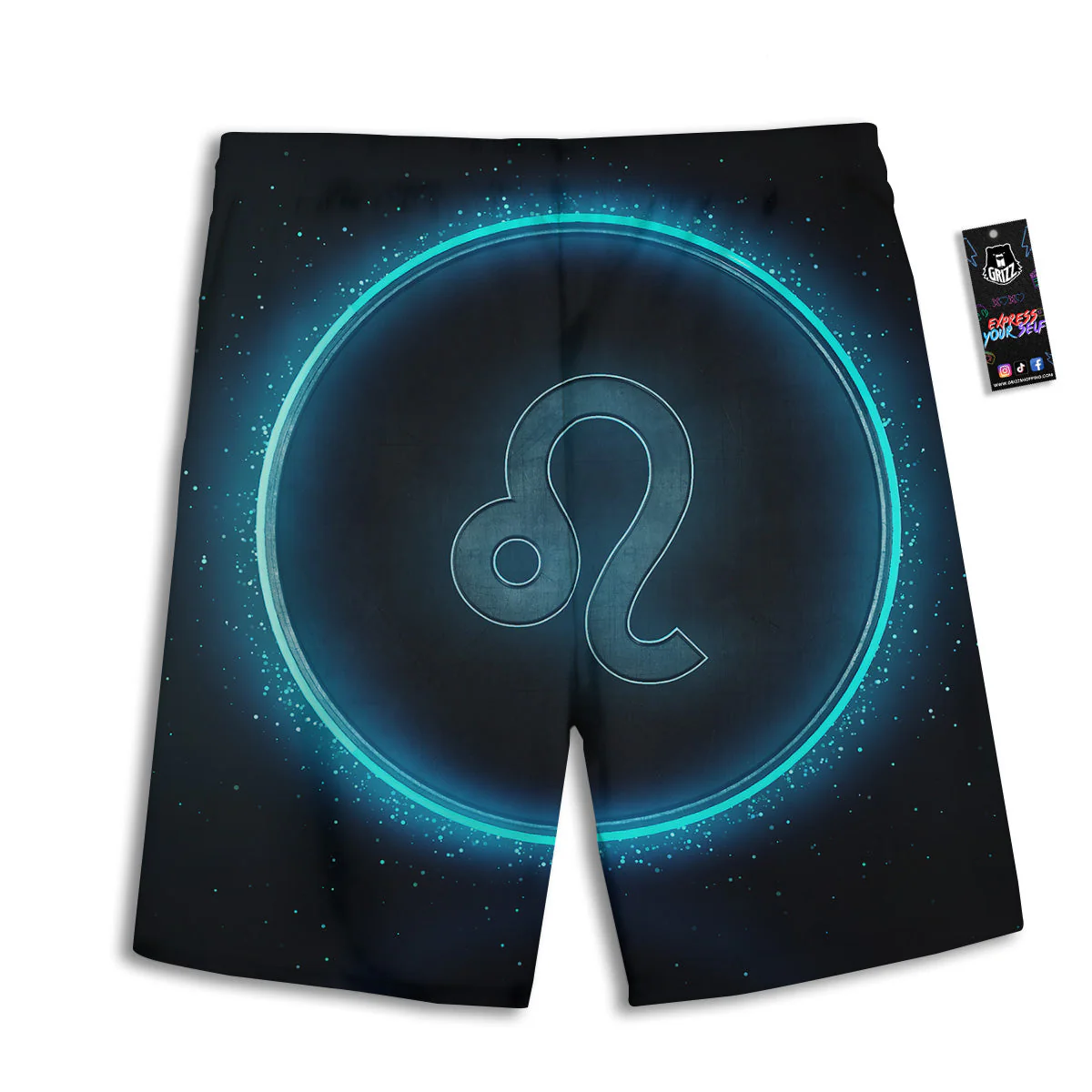 Zodiac Sign Blue Leo Print Men's Athletic Shorts - Image 2