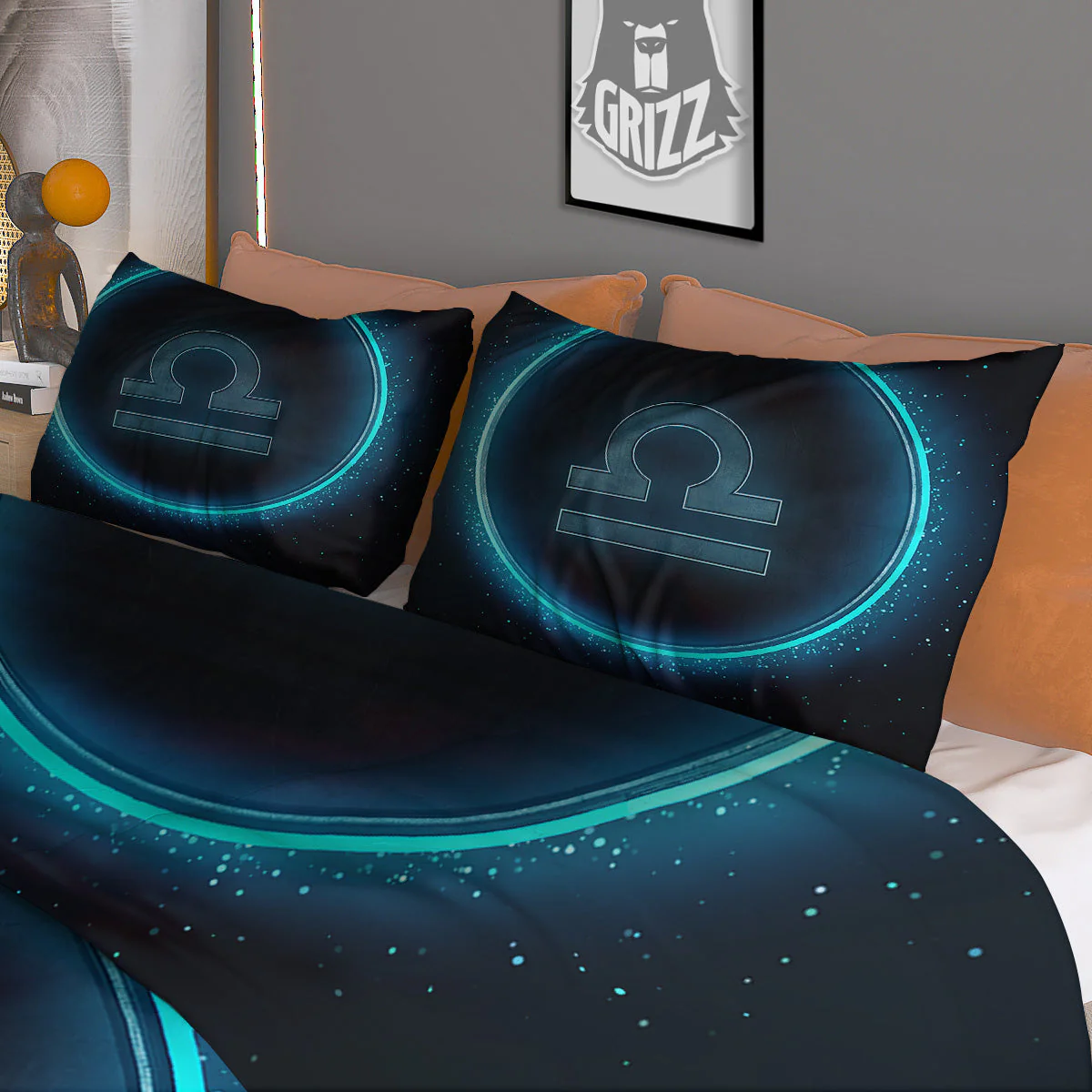 Zodiac Sign Blue Libra Print Duvet Cover Bedding Set - Image 3