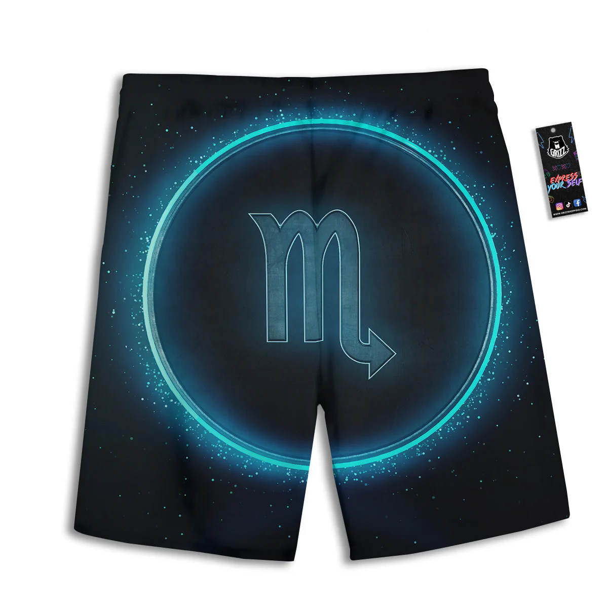 Zodiac Sign Blue Scorpio Print Men's Athletic Shorts - Image 2