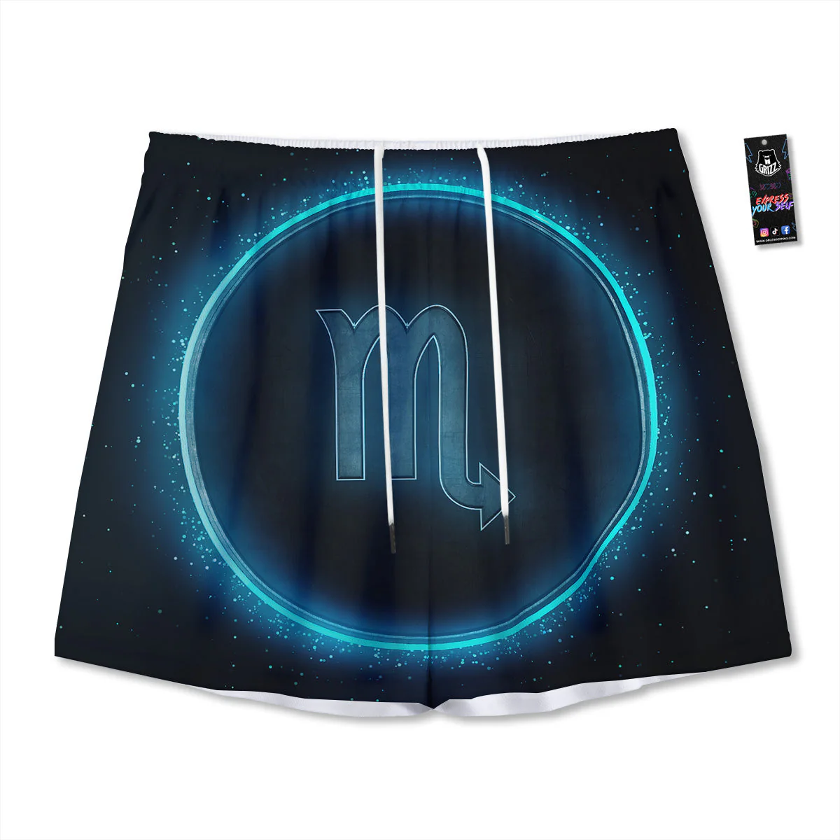 Zodiac Sign Blue Scorpio Print Mesh Shorts