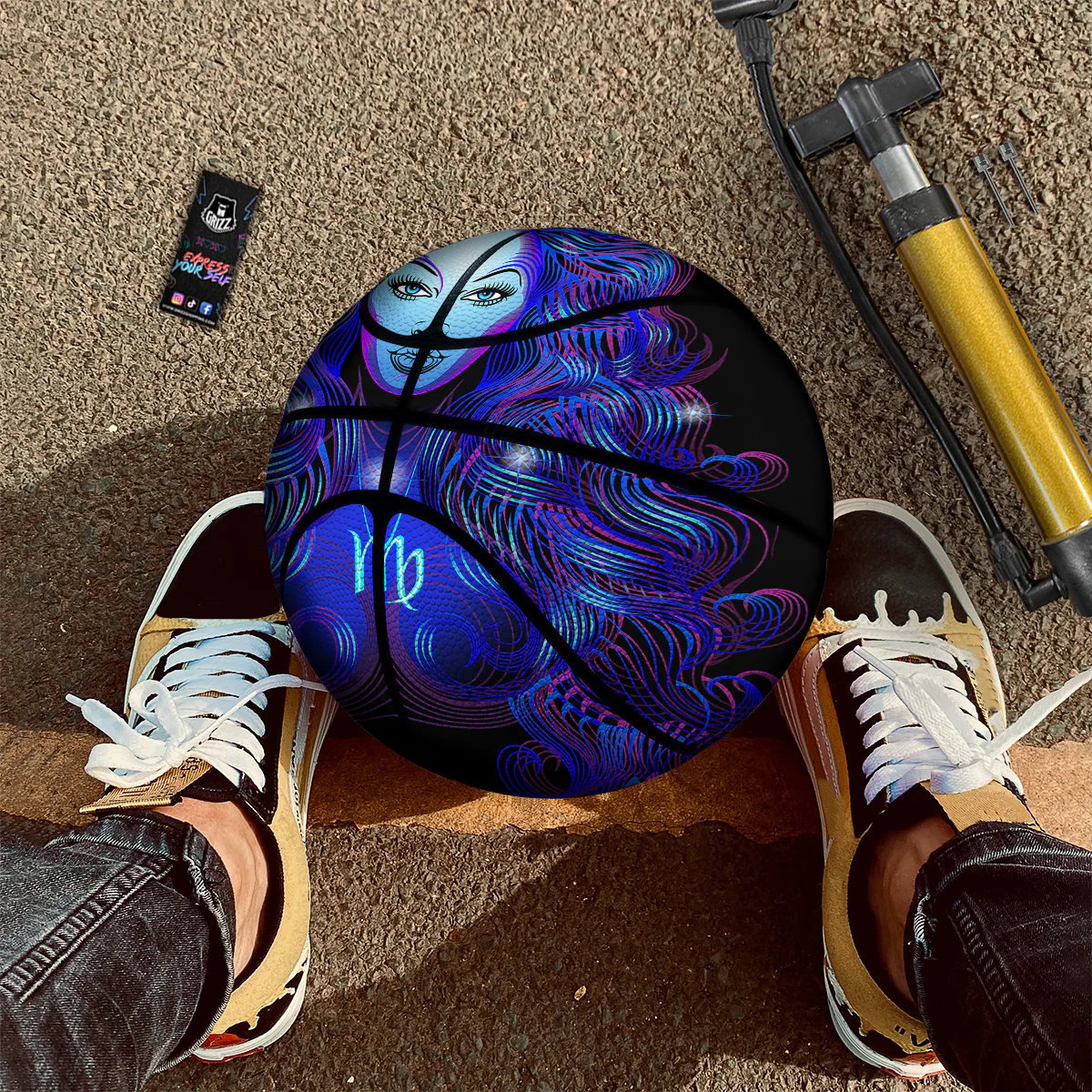 Zodiac Sign Blue Virgo Print Basketball - Image 2