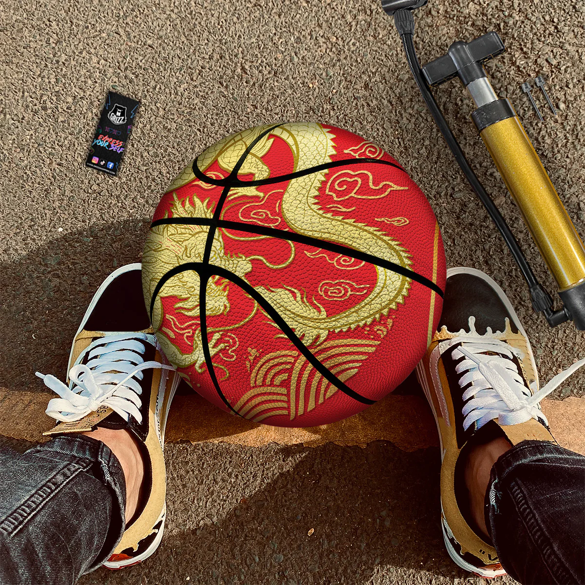 Zodiac Sign Chinese Dragon Print Basketball - Image 3