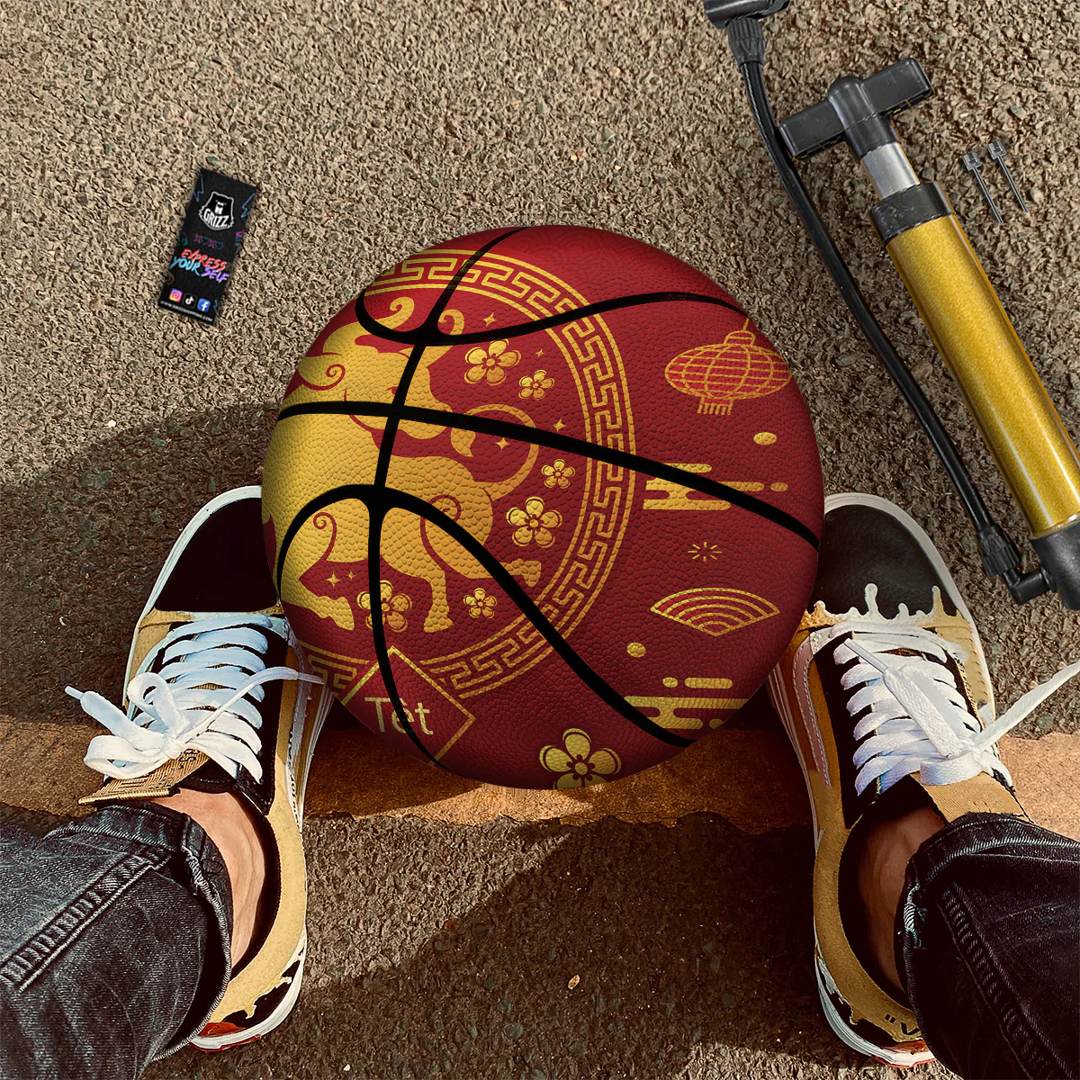 Zodiac Sign Chinese Ox Print Basketball - Image 2