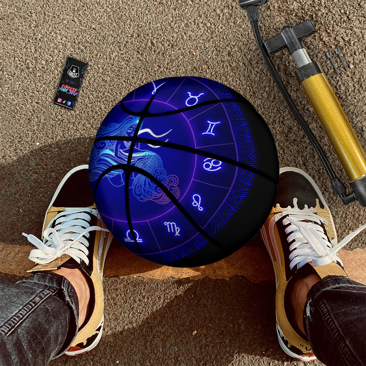 Zodiac Sign Dark Aquarius Print Basketball - Image 2