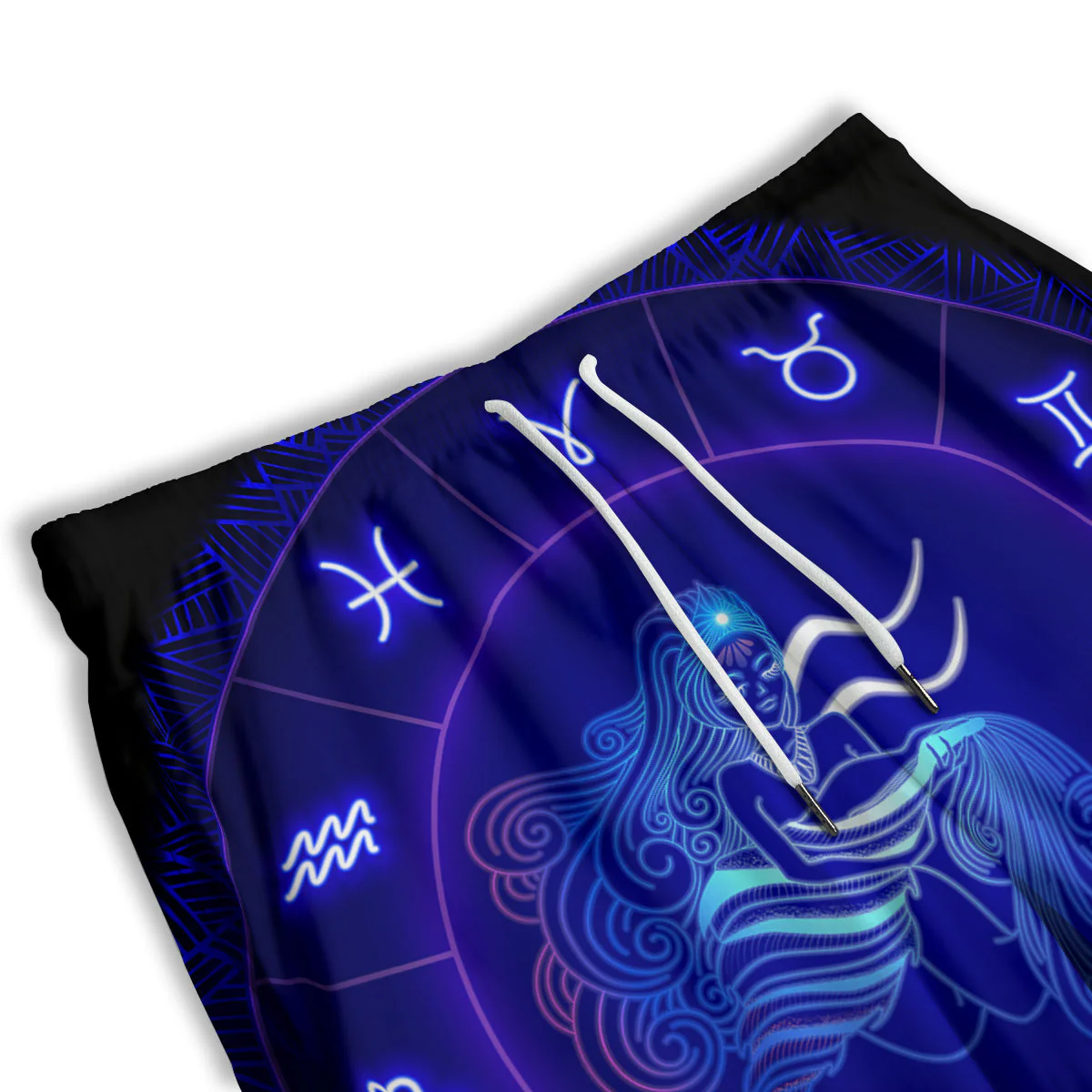 Zodiac Sign Dark Aquarius Print Men's Athletic Shorts - Image 3