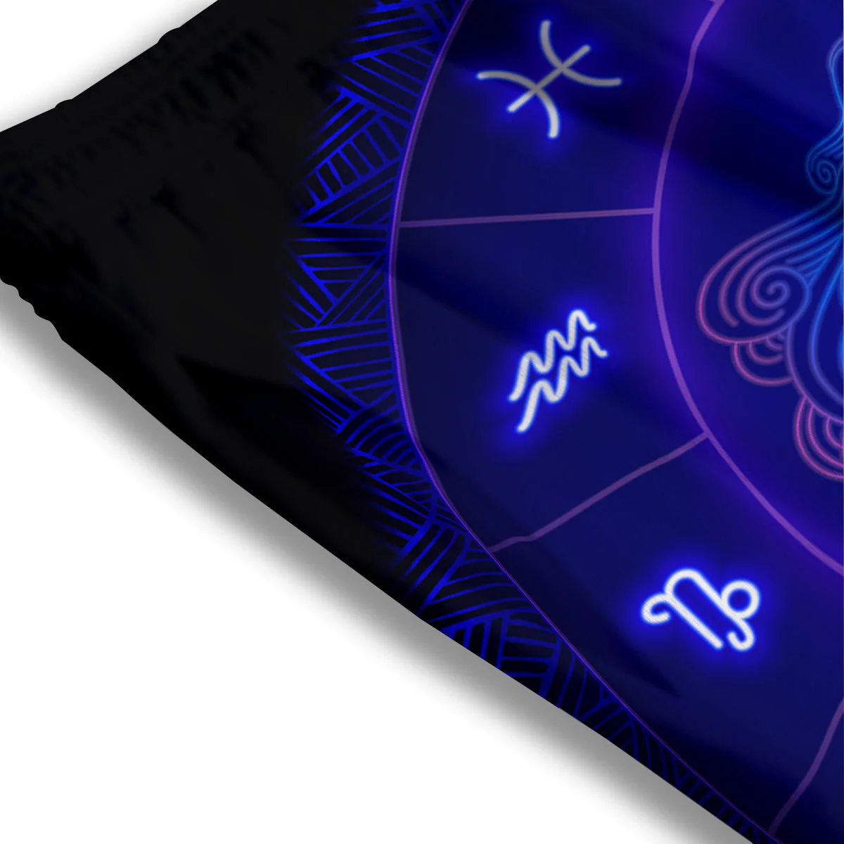 Zodiac Sign Dark Aquarius Print Mesh Shorts - Image 3