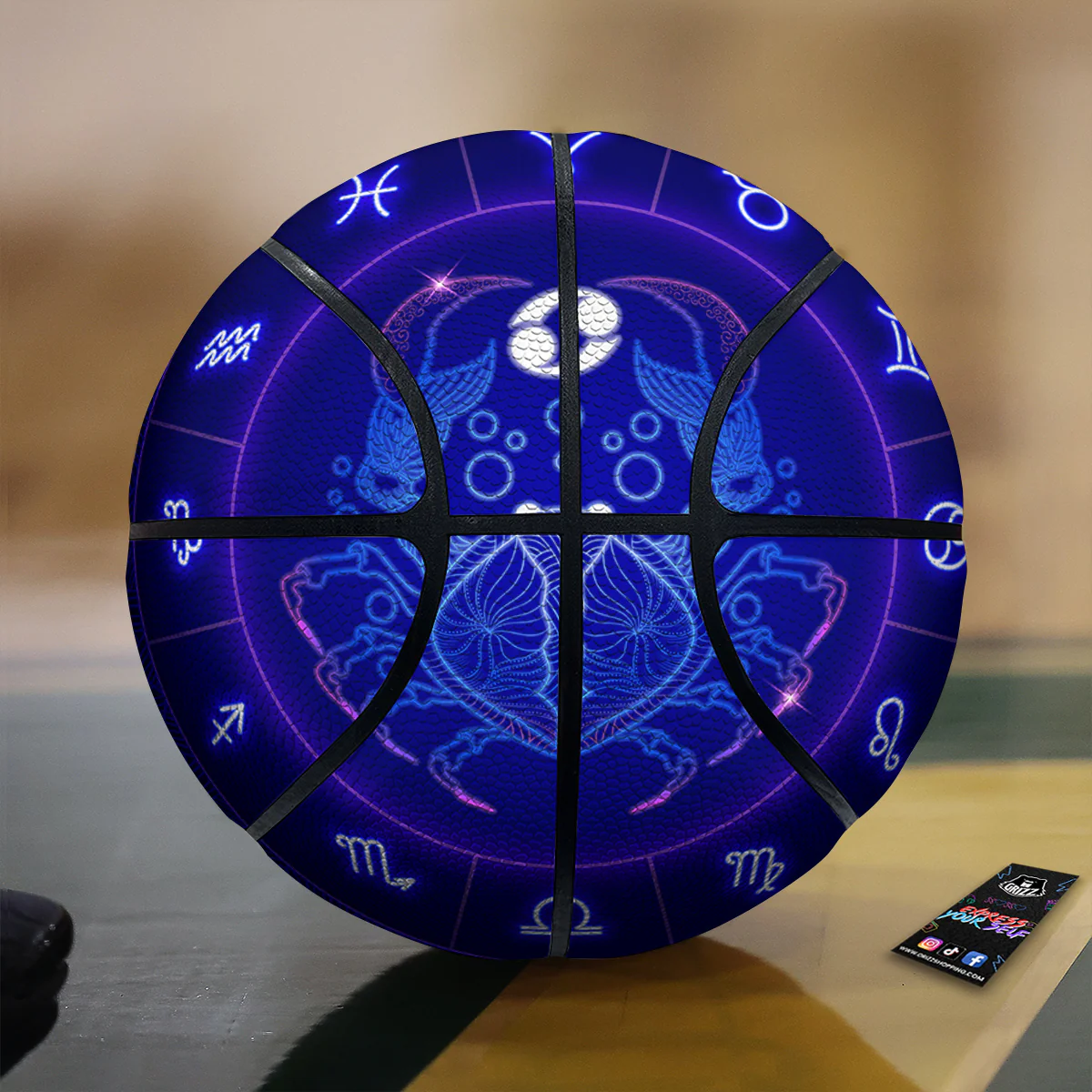 Zodiac Sign Dark Cancer Print Basketball