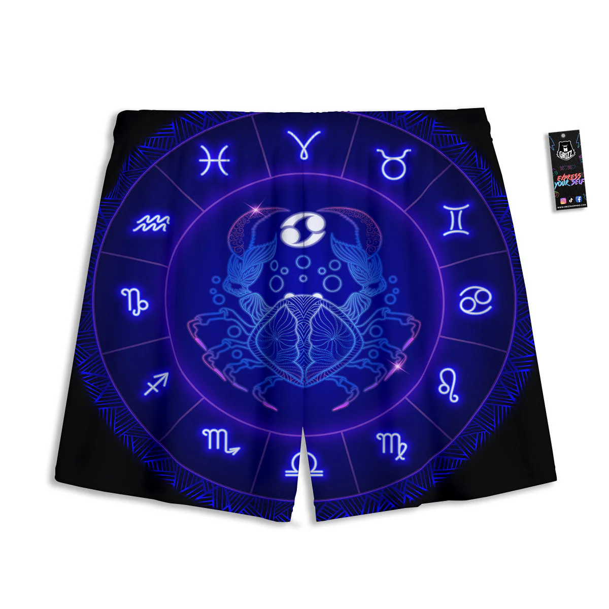Zodiac Sign Dark Cancer Print Mesh Shorts - Image 2