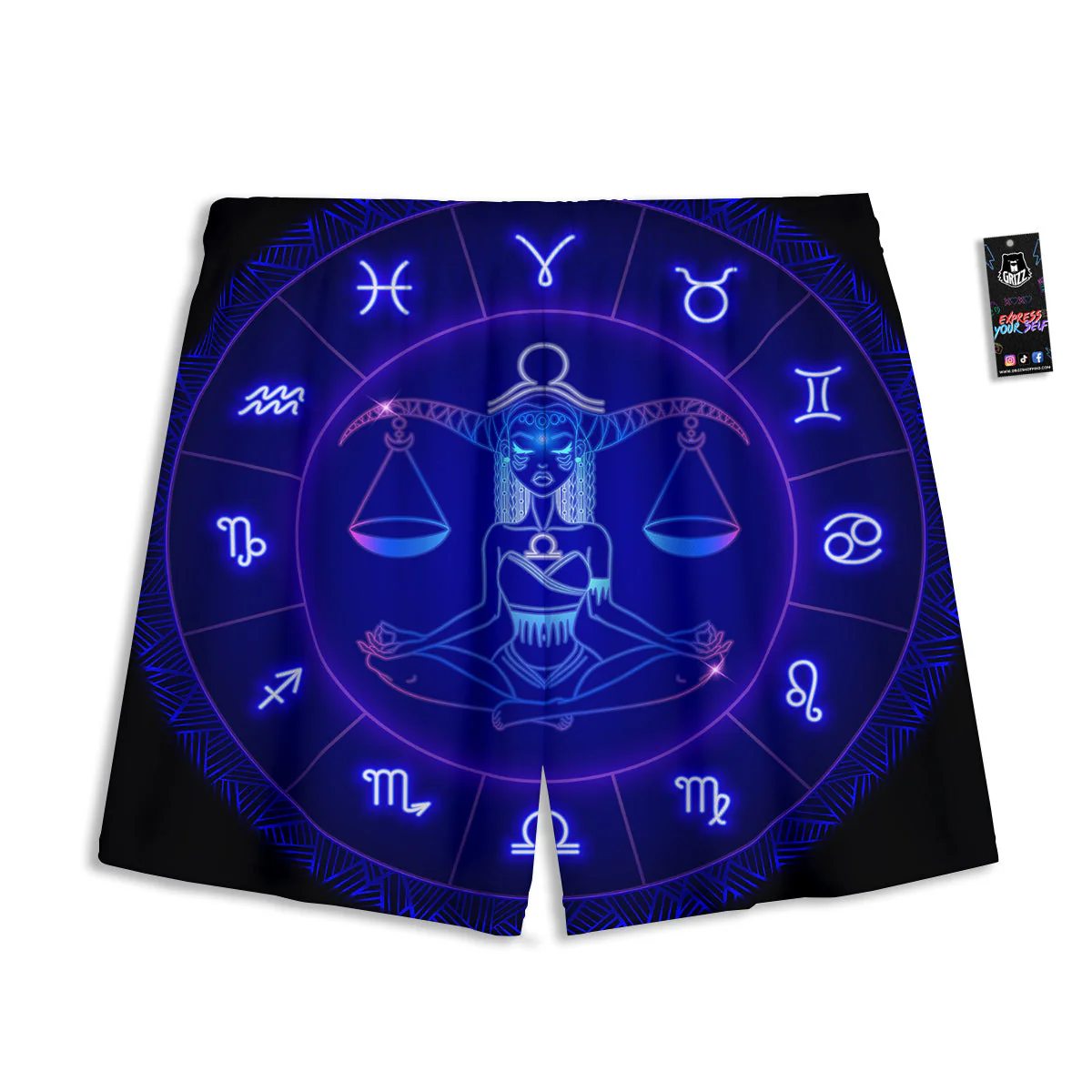 Zodiac Sign Dark Libra Print Mesh Shorts - Image 2