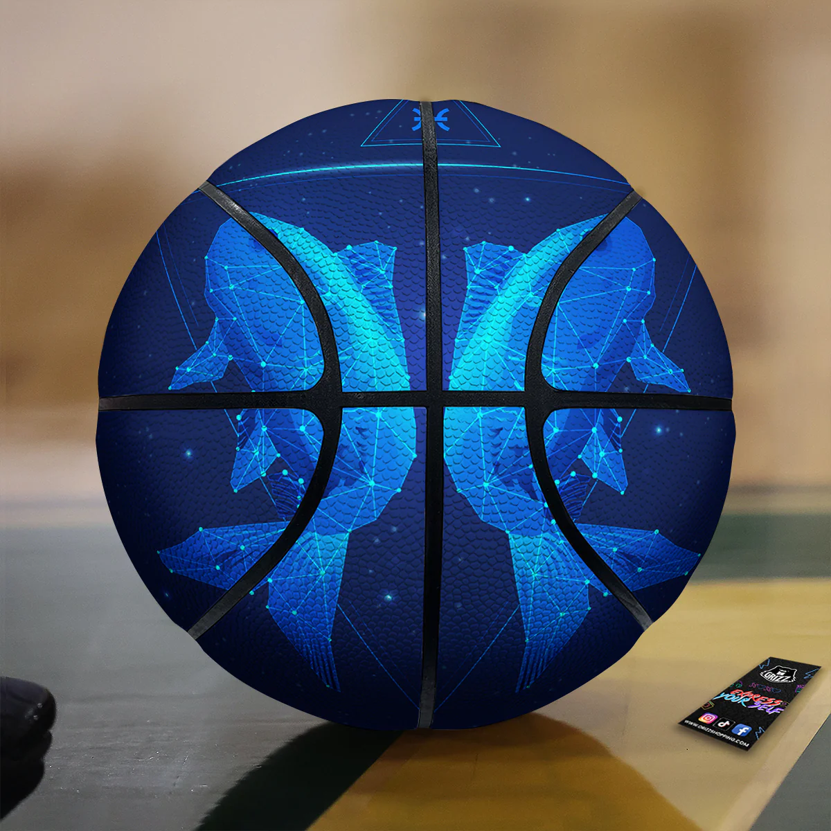 Zodiac Sign Dark Pisces Print Basketball