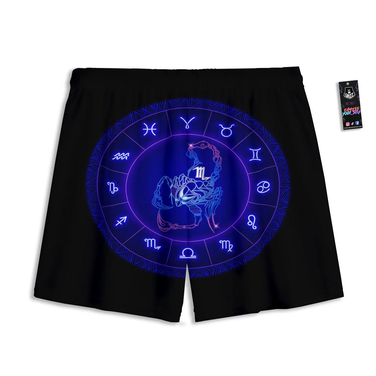 Zodiac Sign Dark Scorpio Print Mesh Shorts - Image 2