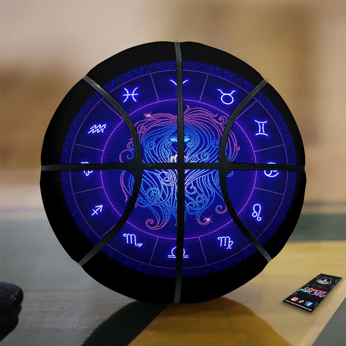Zodiac Sign Dark Virgo Print Basketball