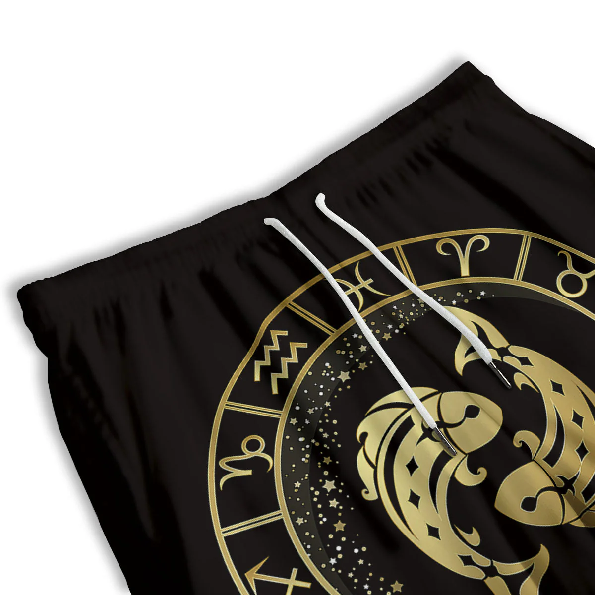 Zodiac Sign Golden Pisces Print Men's Athletic Shorts - Image 3