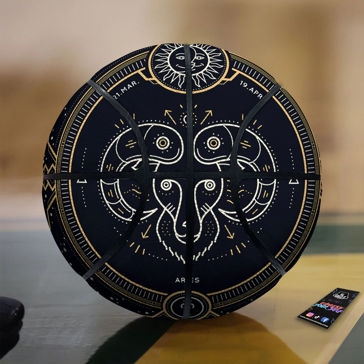 Zodiac Sign Vintage Aries Print Basketball