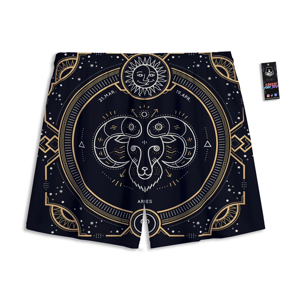 Zodiac Sign Vintage Aries Print Mesh Shorts - Image 2