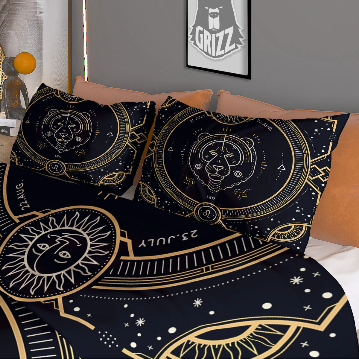 Zodiac Sign Vintage Leo Print Duvet Cover Bedding Set - Image 3