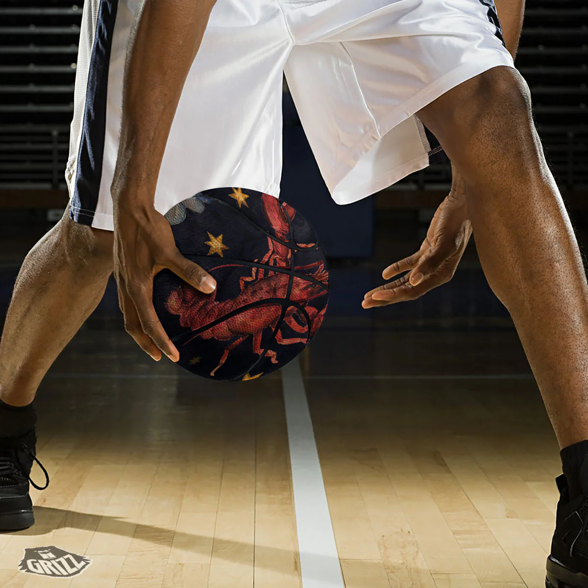 Zodiac Sign Watercolor Cancer Print Basketball - Image 3