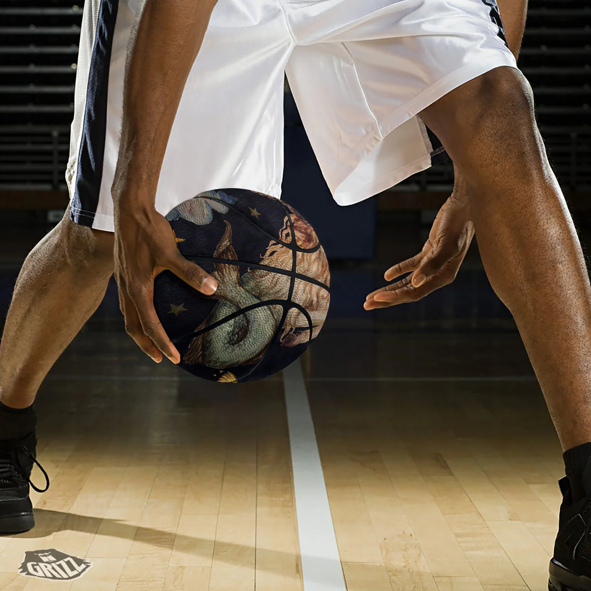 Zodiac Sign Watercolor Capricorn Print Basketball - Image 3