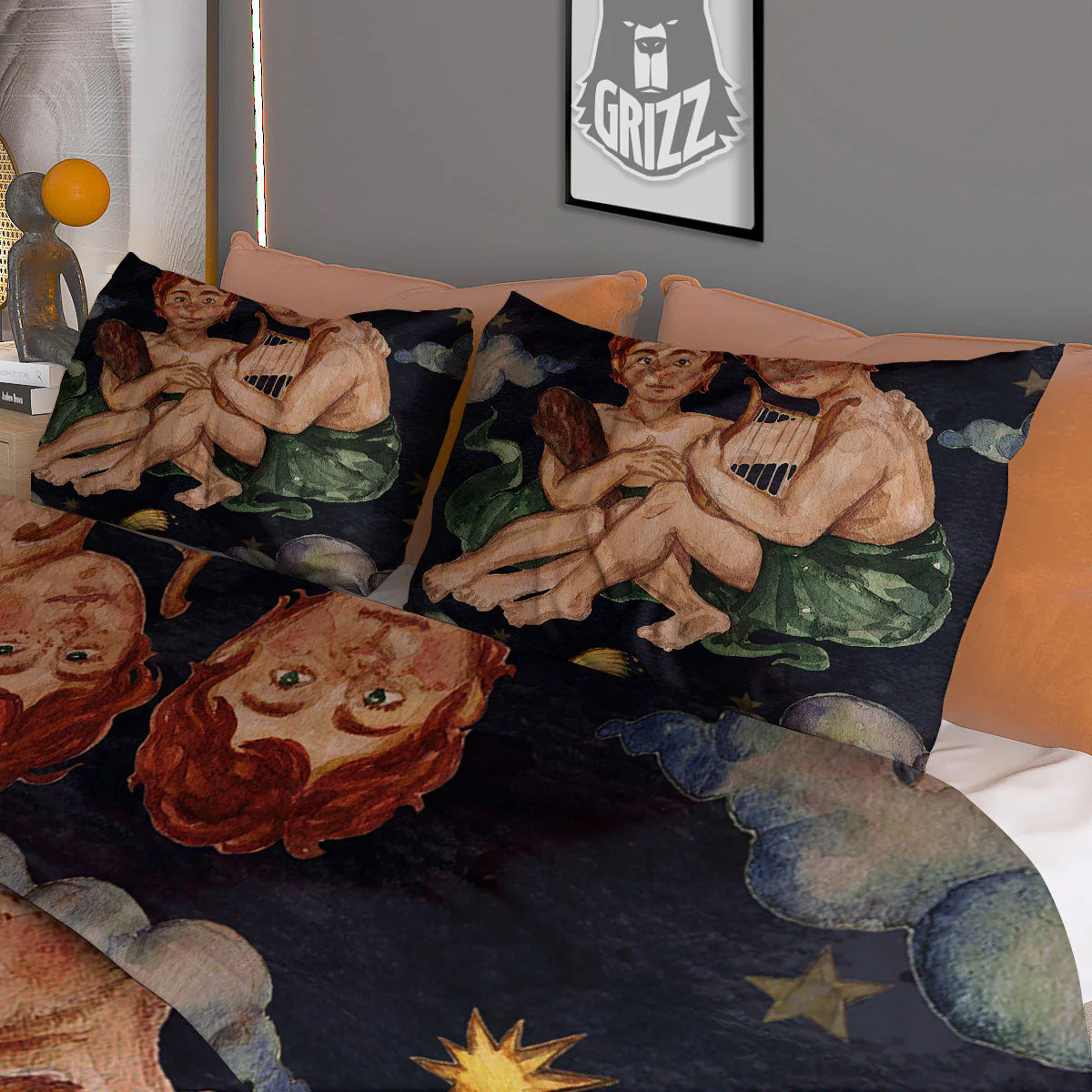 Zodiac Sign Watercolor Gemini Print Duvet Cover Bedding Set - Image 3