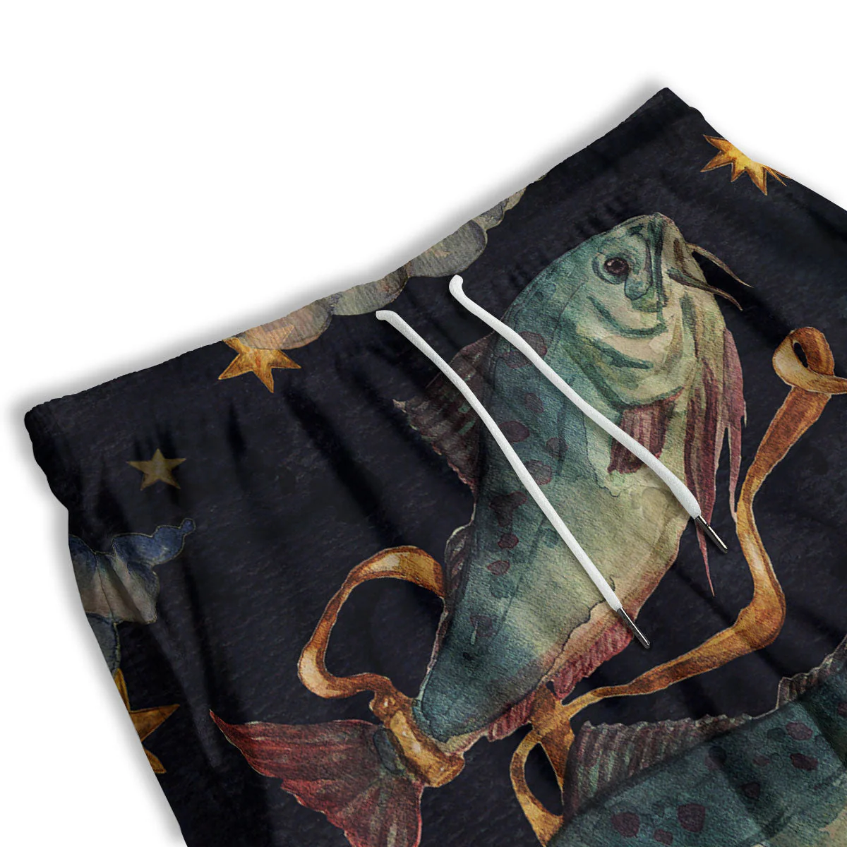 Zodiac Sign Watercolor Pisces Print Men's Athletic Shorts - Image 3