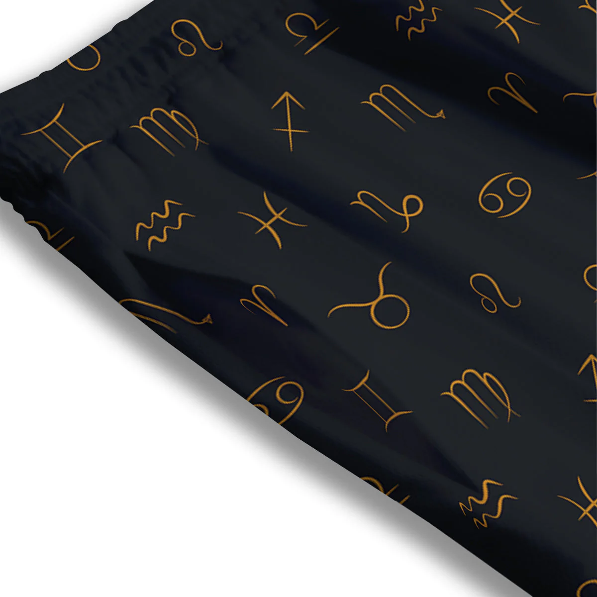 Zodiac Signs Astrological Print Pattern Mesh Shorts - Image 3