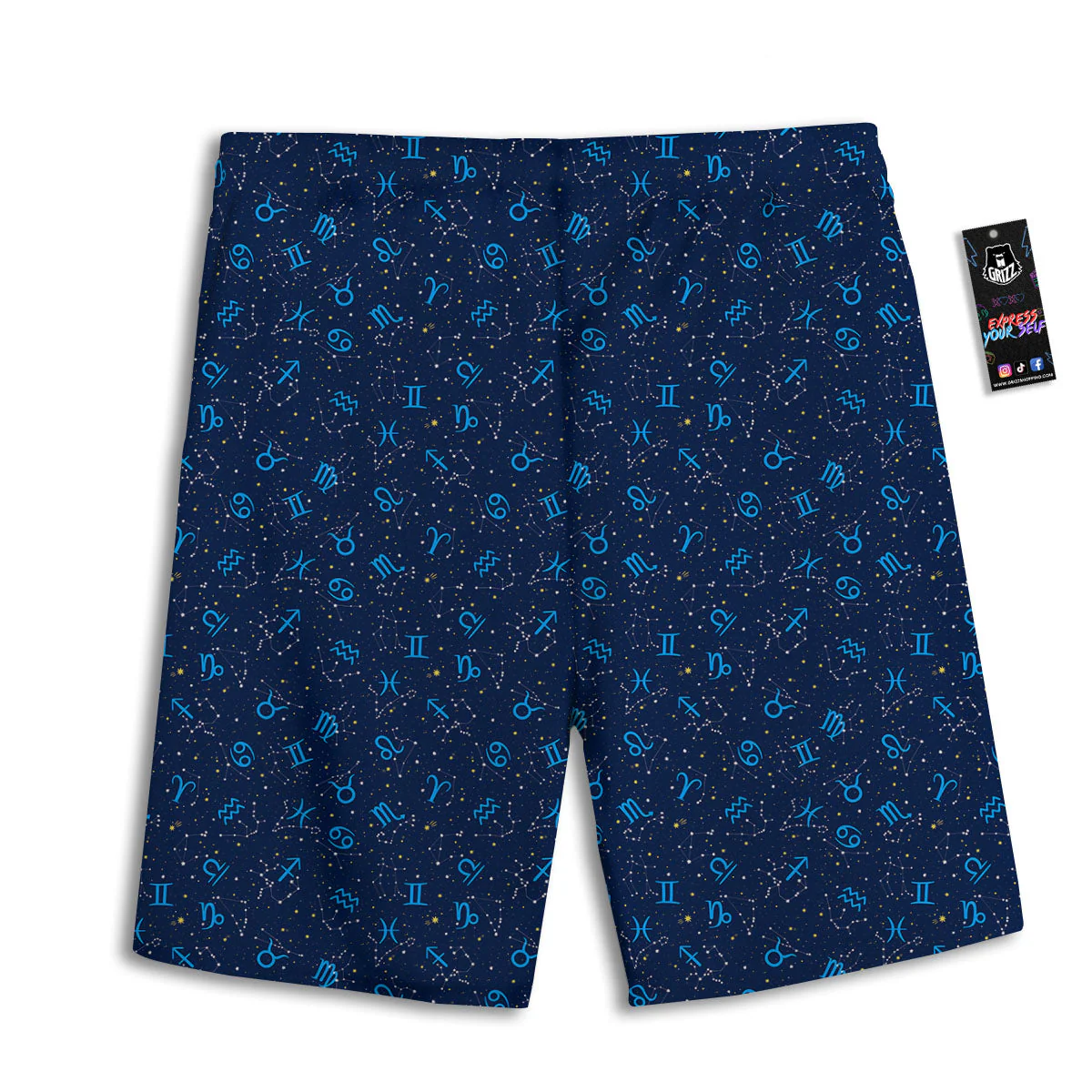 Zodiac Symbols Blue Print Pattern Men's Athletic Shorts - Image 2