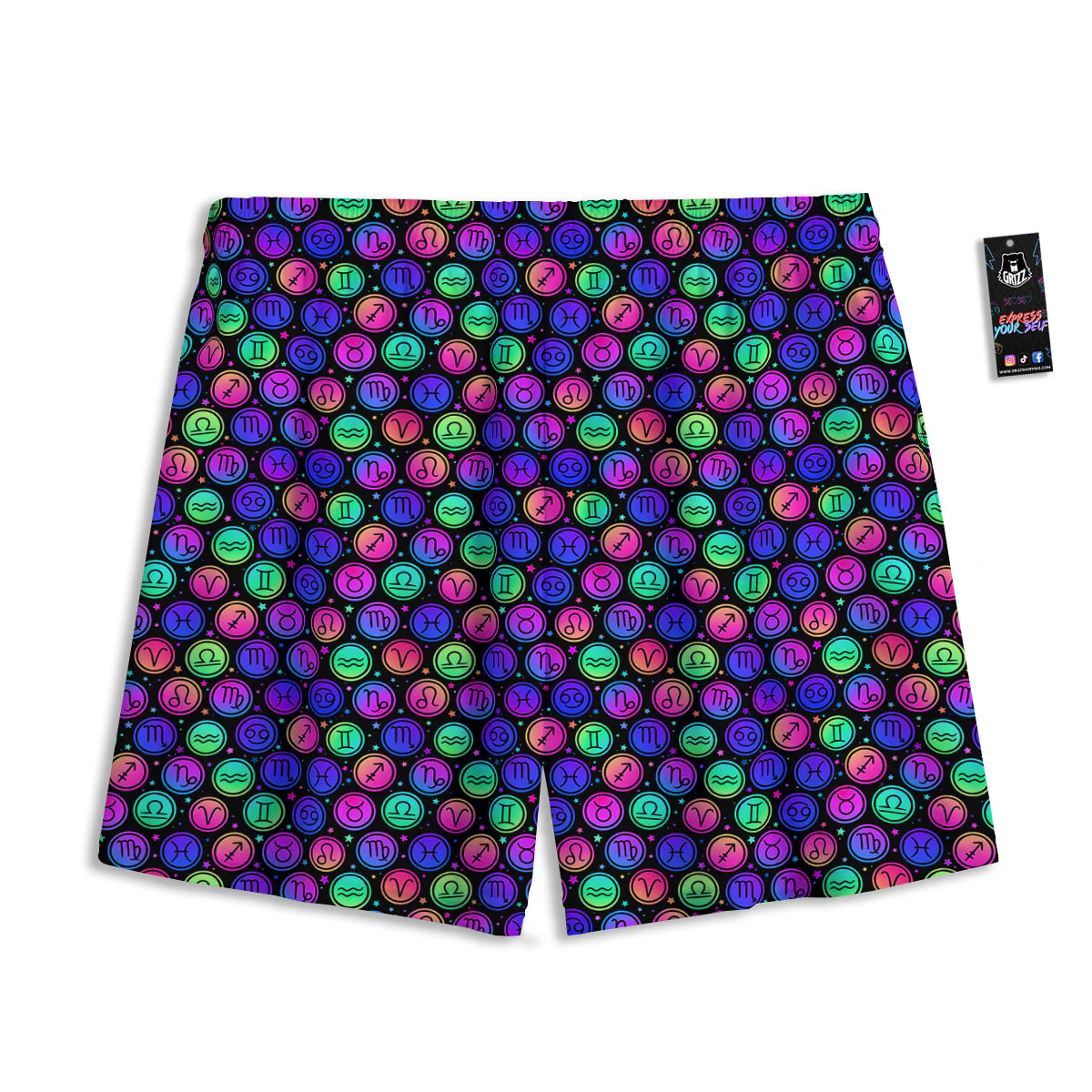 Zodiac Symbols Colorful Print Pattern Mesh Shorts - Image 2