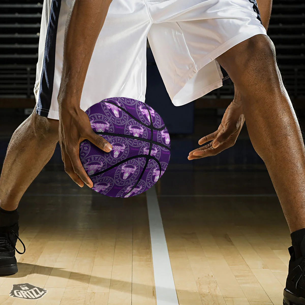 Zodiac Taurus Purple Print Pattern Basketball - Image 3