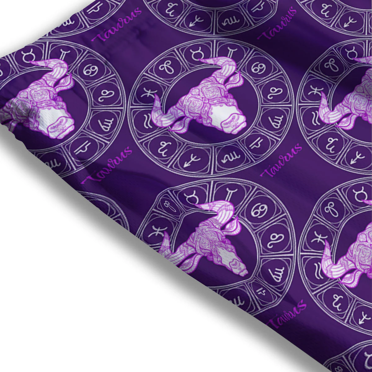 Zodiac Taurus Purple Print Pattern Mesh Shorts - Image 3