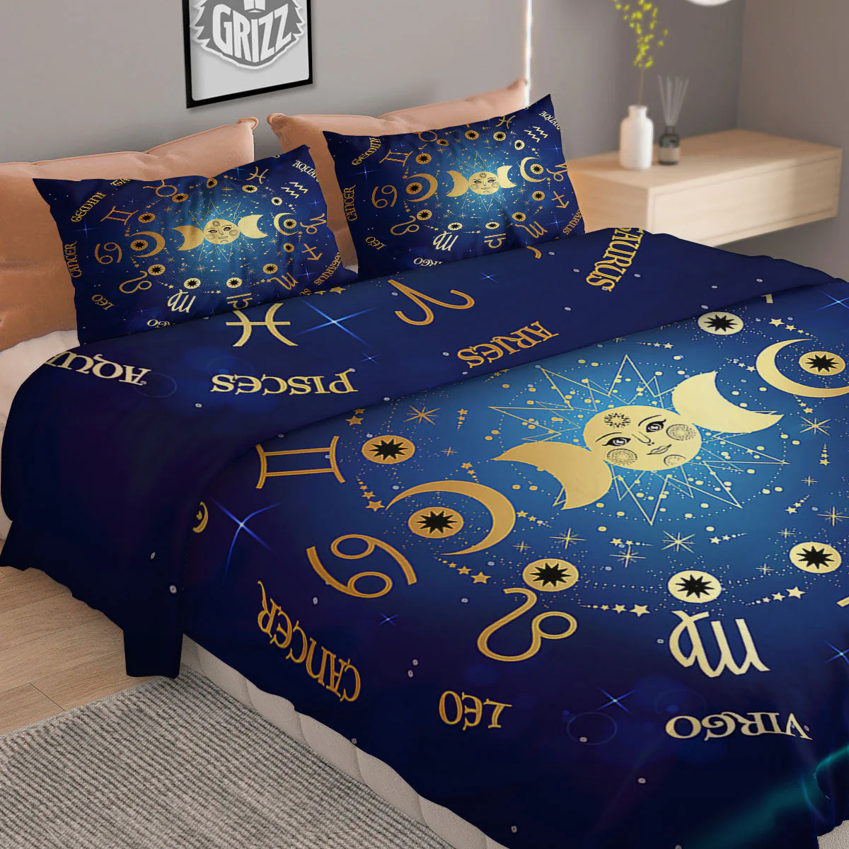 Zodiac Wheel Galaxy Print Duvet Cover Bedding Set - Image 2