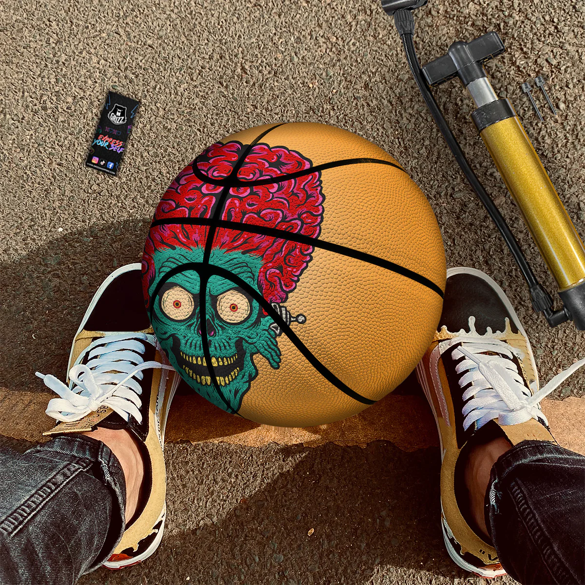 Zombie Big Brain Print Basketball - Image 2