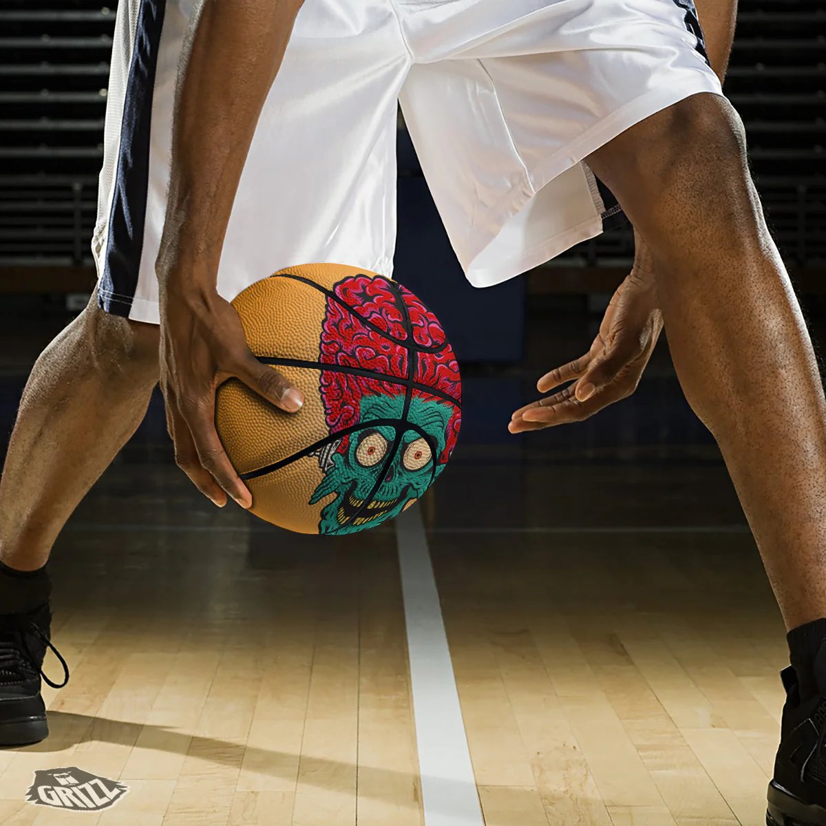 Zombie Big Brain Print Basketball - Image 3