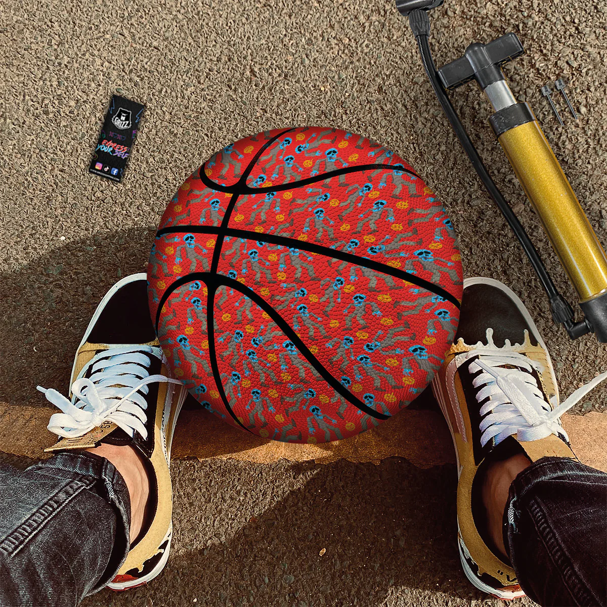 Zombie Blue Print Pattern Basketball - Image 2