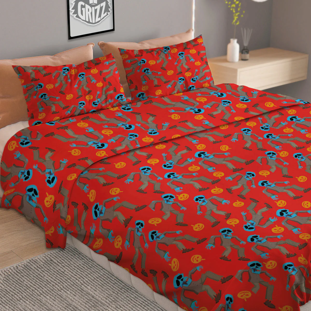Zombie Blue Print Pattern Duvet Cover Bedding Set - Image 2