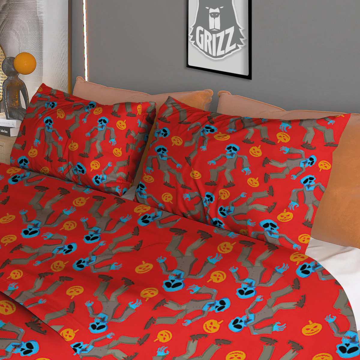 Zombie Blue Print Pattern Duvet Cover Bedding Set - Image 3