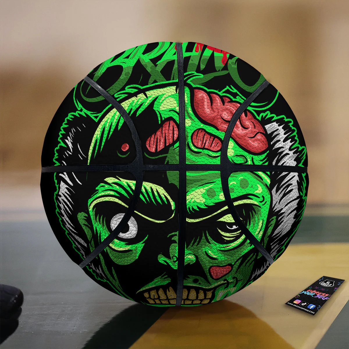 Zombie Brain Halloween Print Basketball