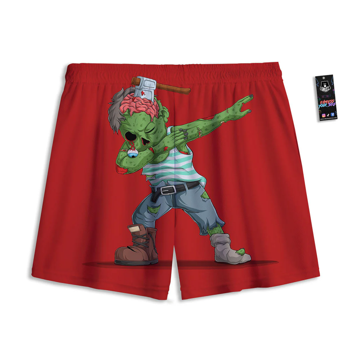 Zombie Dap Print Mesh Shorts - Image 2