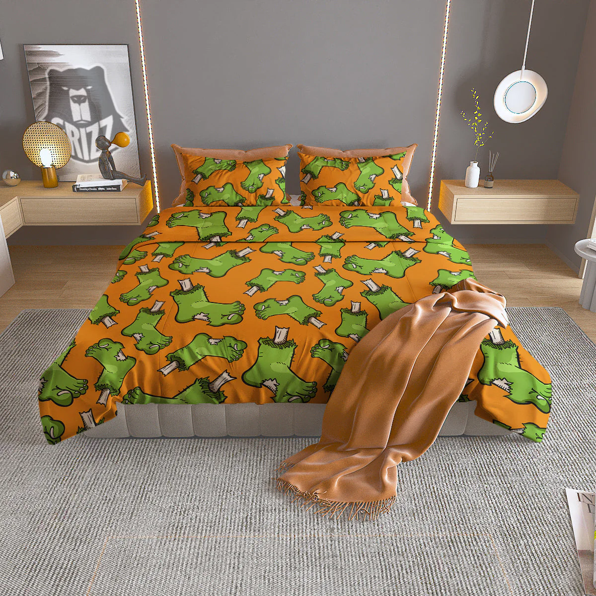 Zombie Foot  Print Pattern Duvet Cover Bedding Set