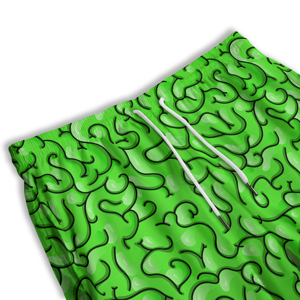 Zombie Green Brain Print Pattern Men's Athletic Shorts - Image 3