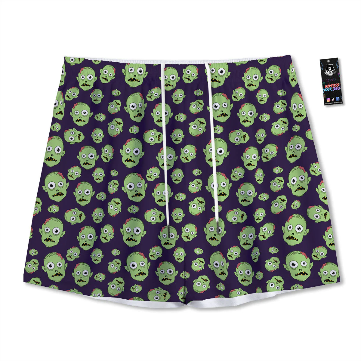 Zombie Green Print Pattern Mesh Shorts