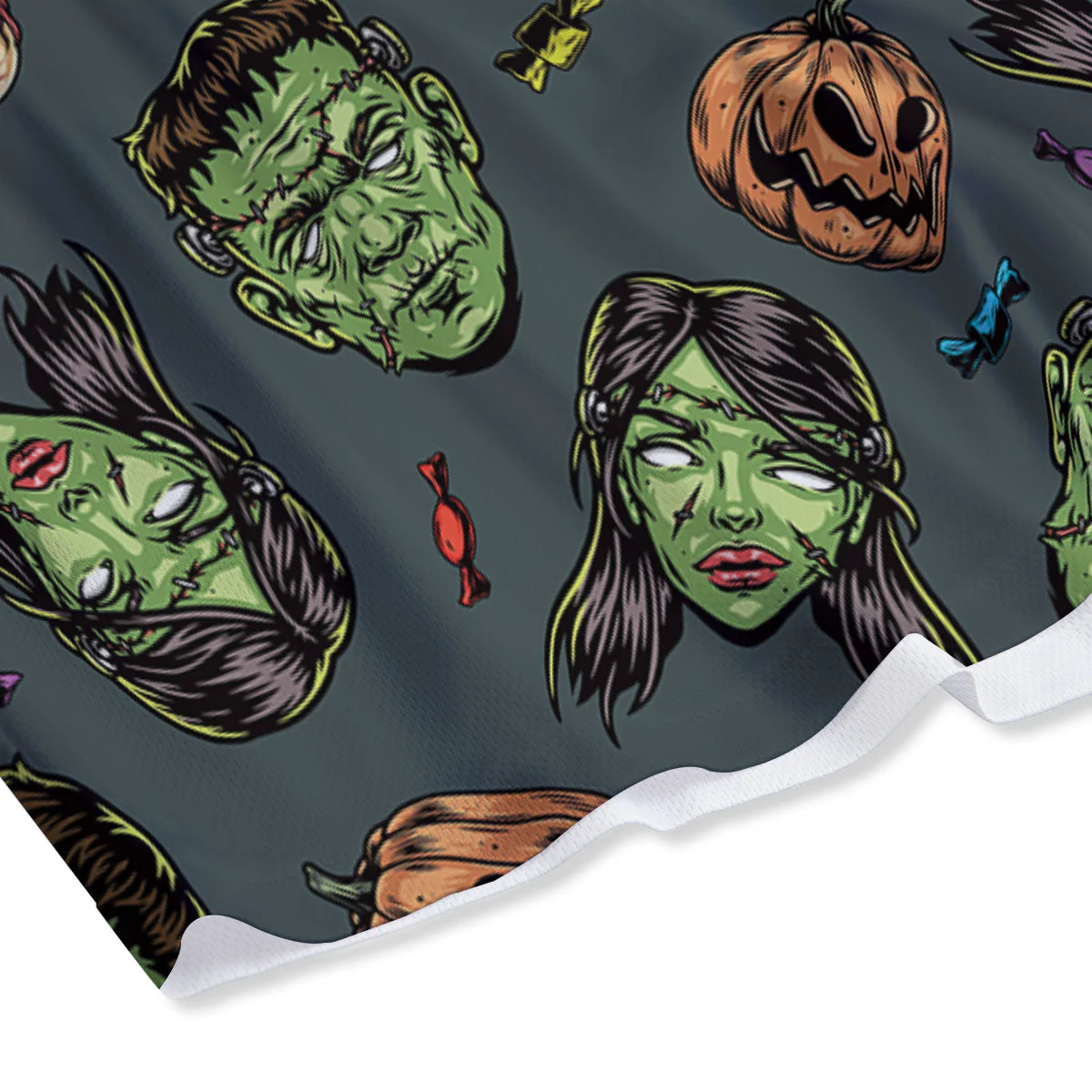 Zombie Halloween Print Pattern Mesh Shorts - Image 4