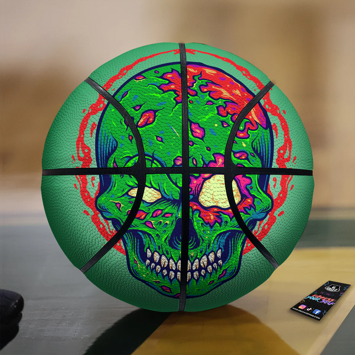 Zombie Halloween Skull Print Basketball