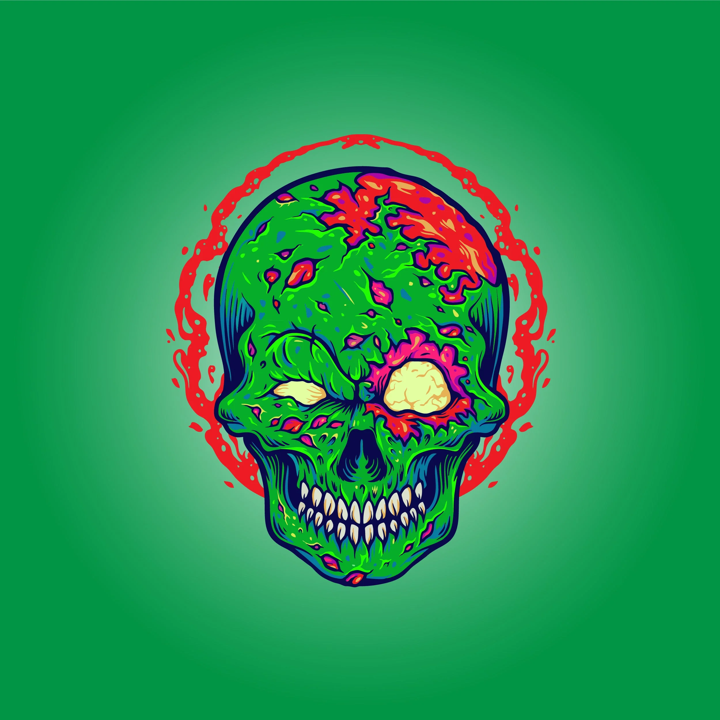 Zombie Halloween Skull Print Mesh Shorts - Image 2