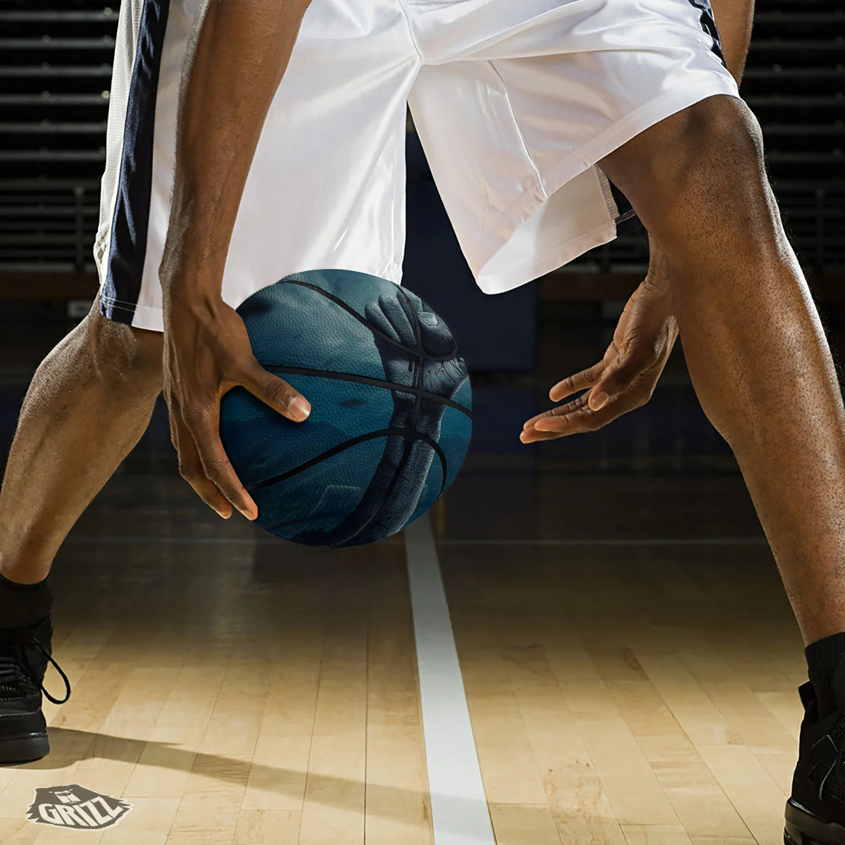 Zombie Hand Rising From Grave Print Basketball - Image 3