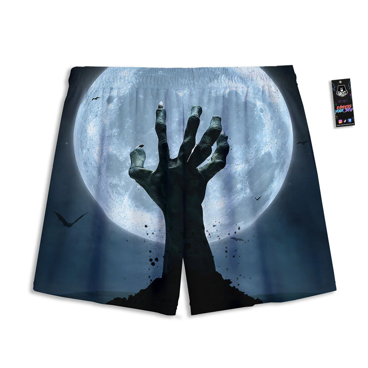 Zombie Hands Scary Print Mesh Shorts - Image 2