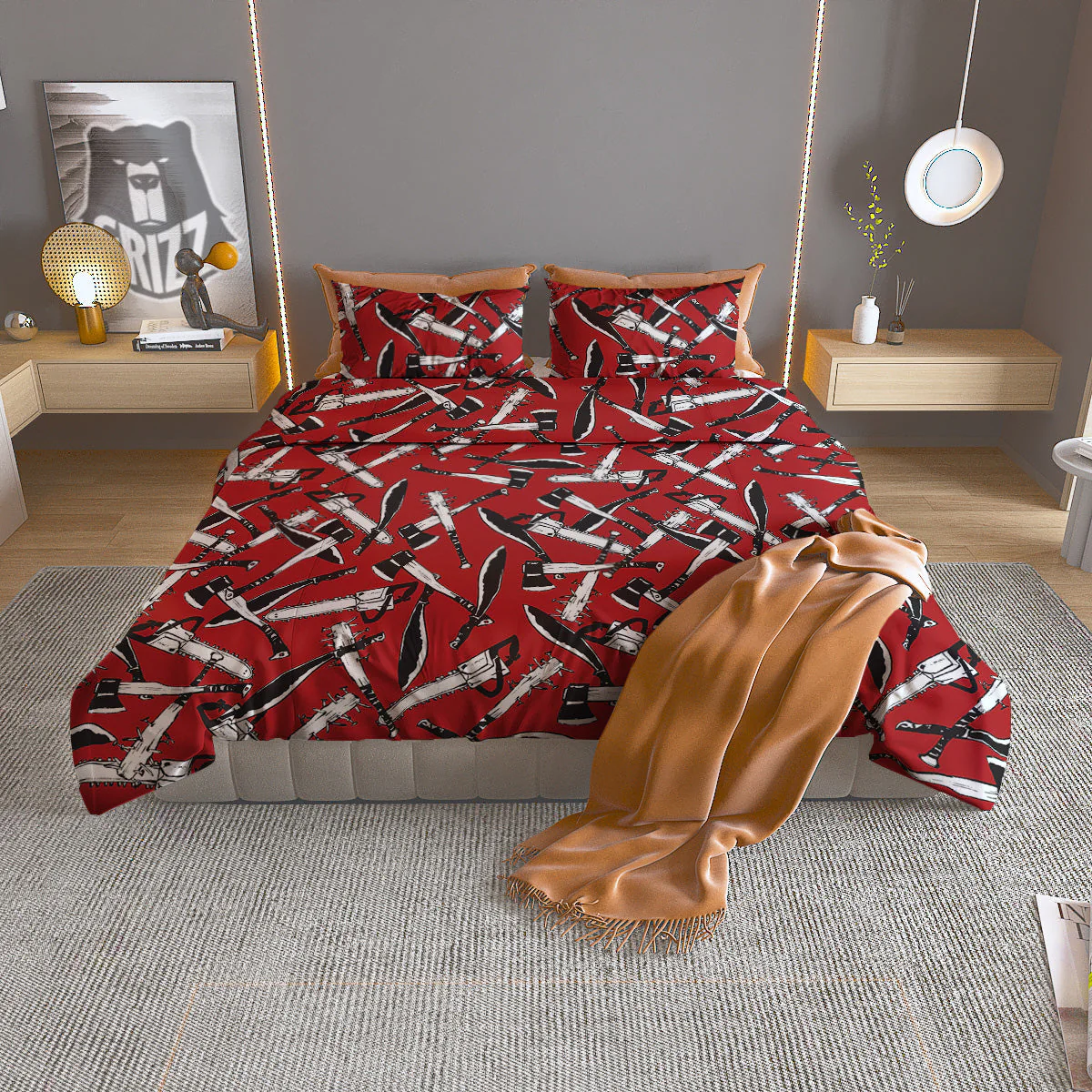 Zombie Killer Weapon Print Pattern Duvet Cover Bedding Set