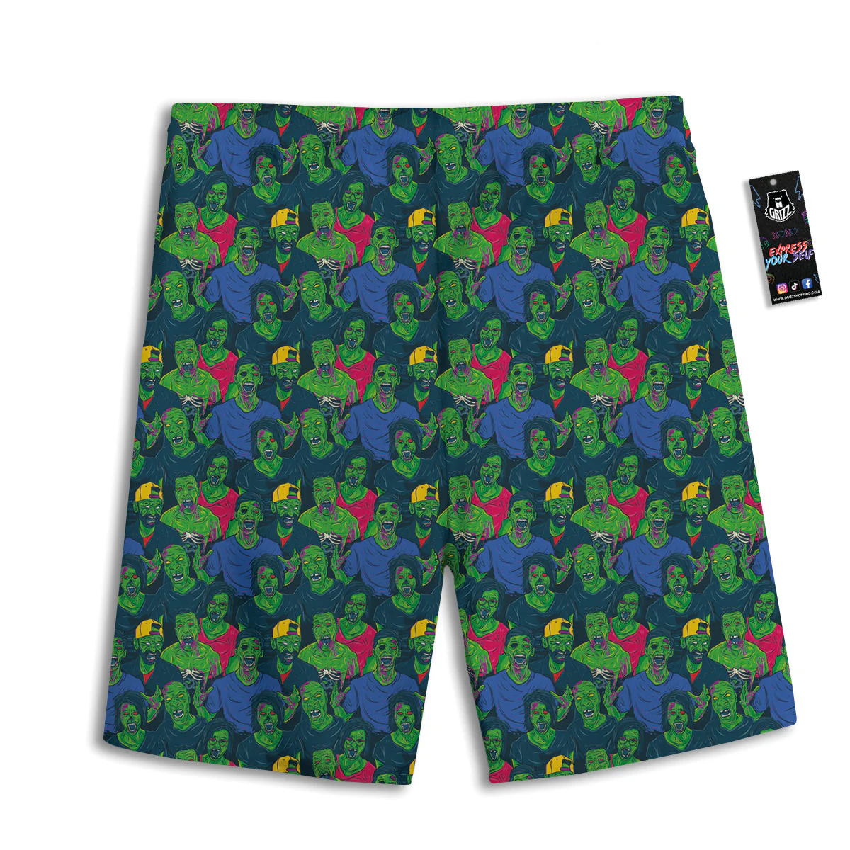 Zombie Print Pattern Men's Athletic Shorts - Image 2