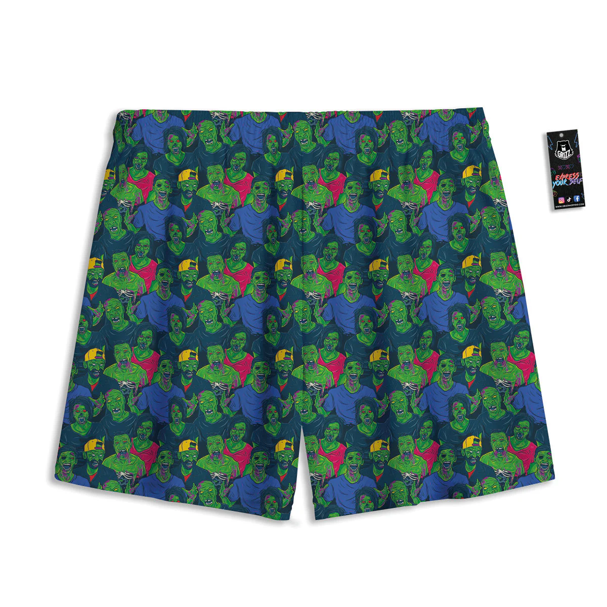Zombie Print Pattern Mesh Shorts - Image 2