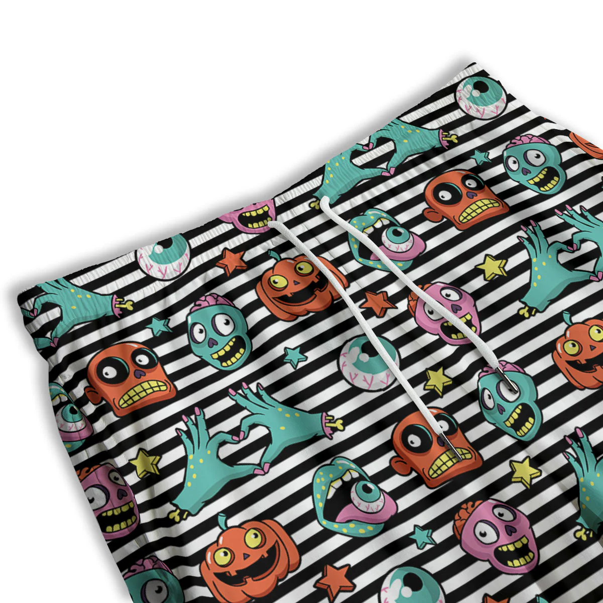 Zombie Striped Halloween Print Pattern Men's Athletic Shorts - Image 3