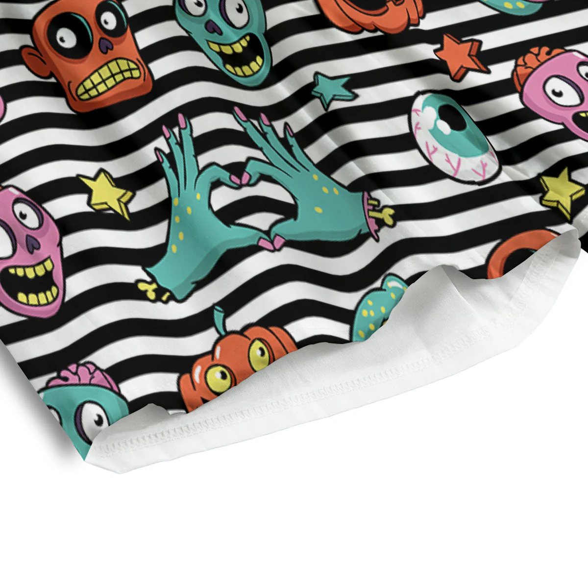 Zombie Striped Halloween Print Pattern Men's Athletic Shorts - Image 4